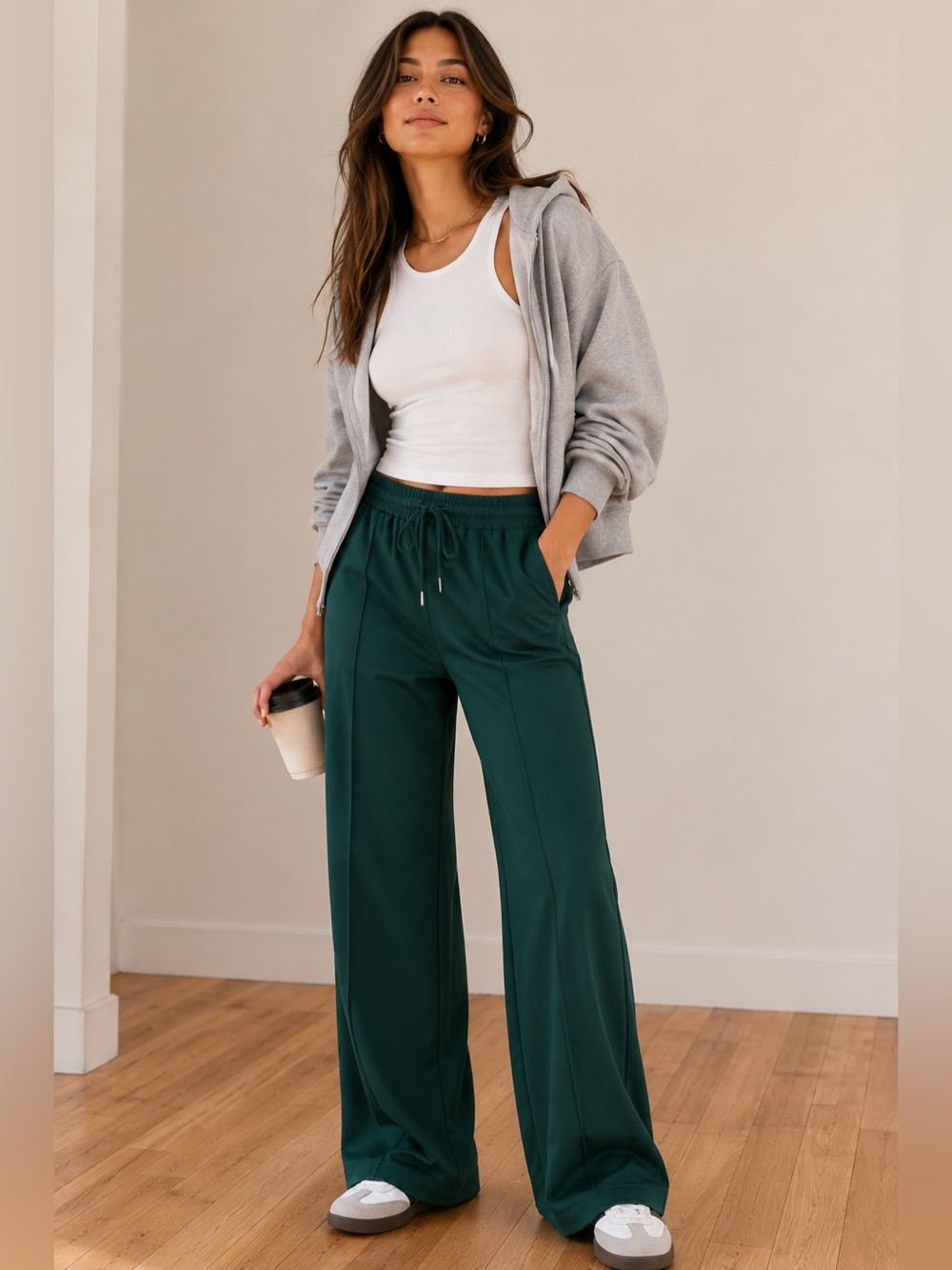 H&M Sport Dark Green Drawstring Joggers NWT
